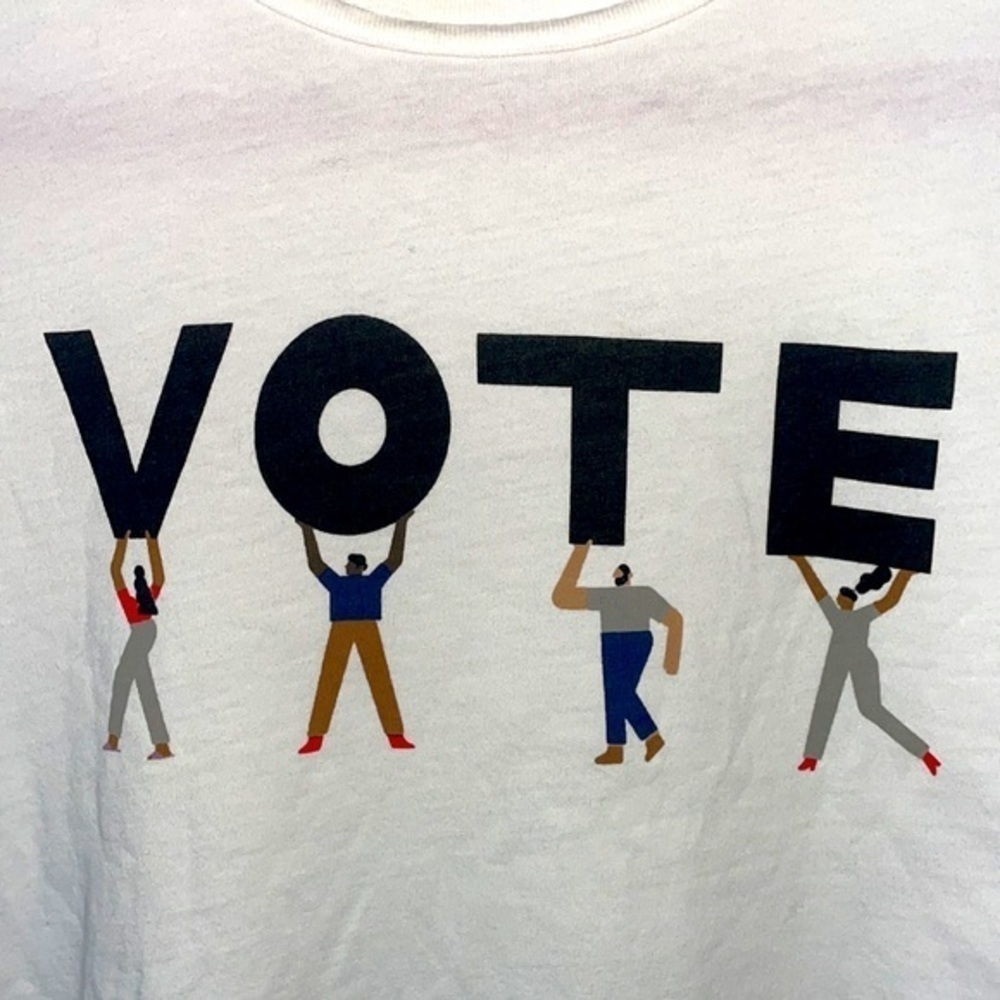 Madewell VOTE Political Democracy Campaigning Print Crew Neck Casual Tee Shirt - Picture 3 of 7